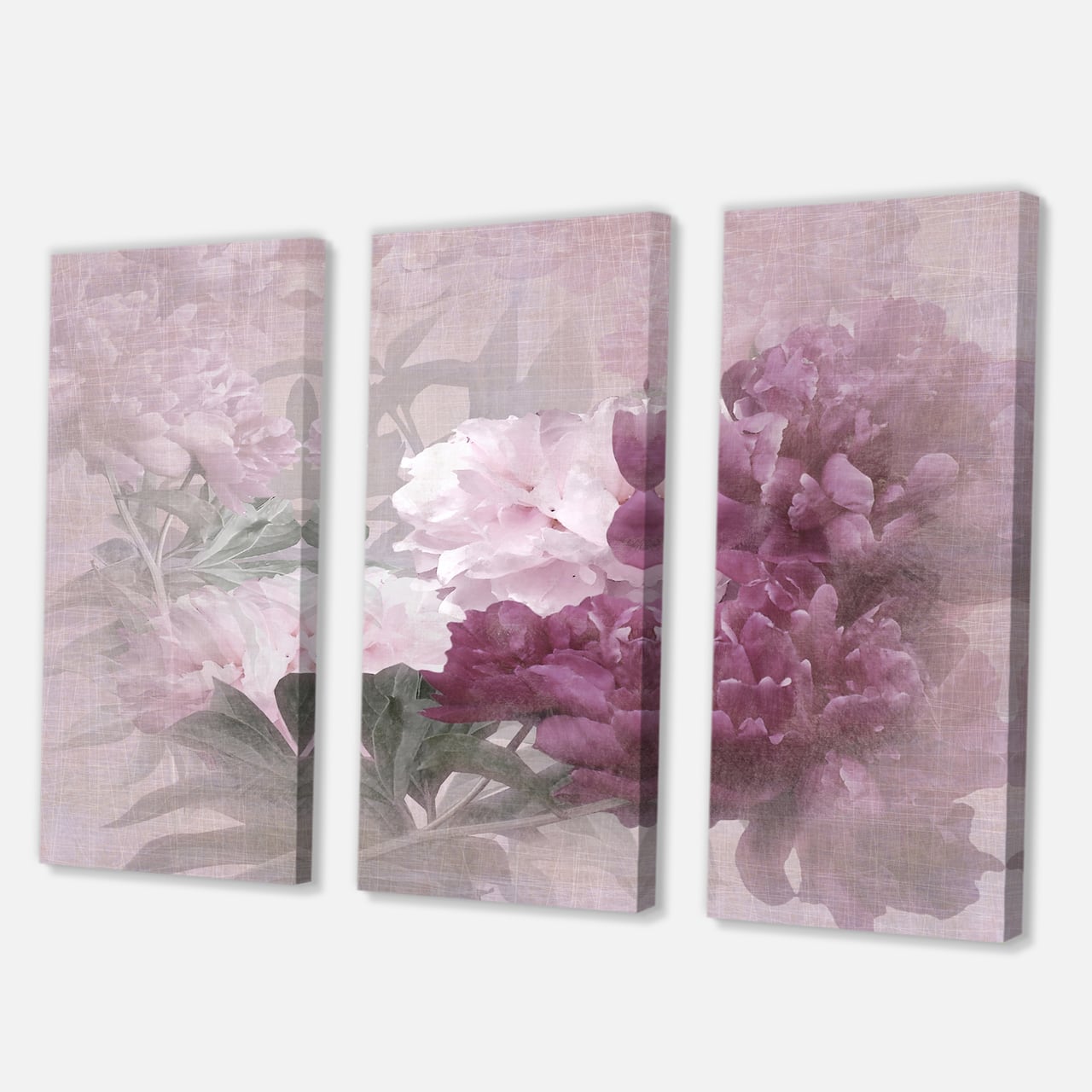 Designart - Vintage Purple and Pink Flowers II - Traditional Canvas Wall Art Print